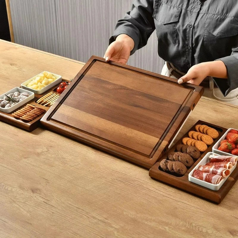 Planche à fromage en marbre et bois avec ardoise