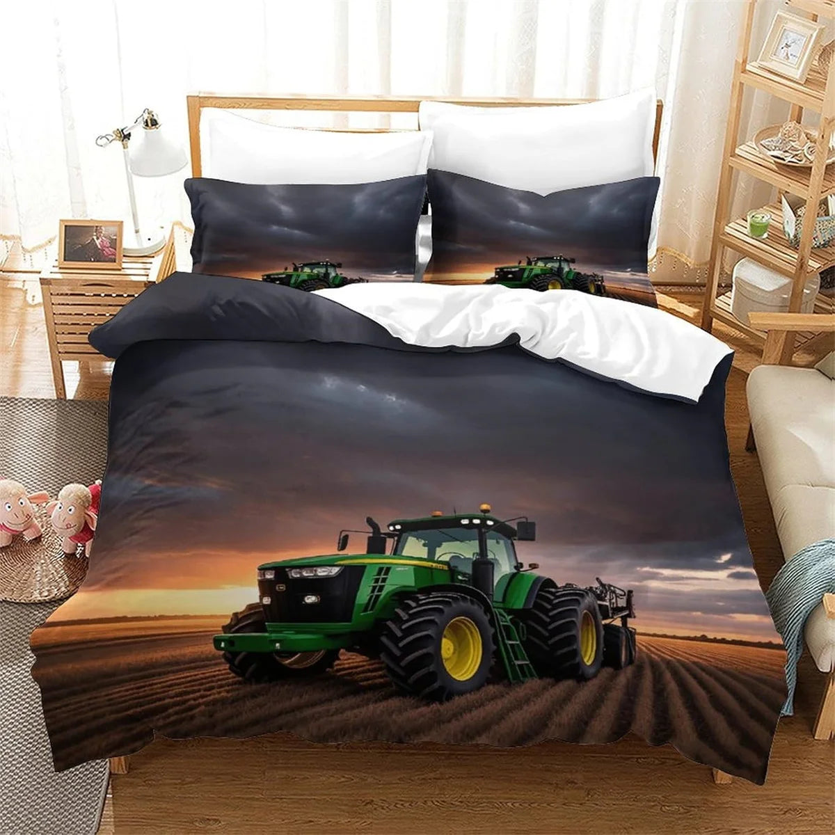 Motif tracteur sur housse de couette 260x240