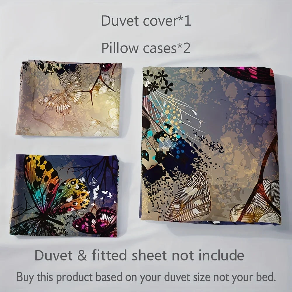 Ensemble de housse de couette papillon vue de dessus