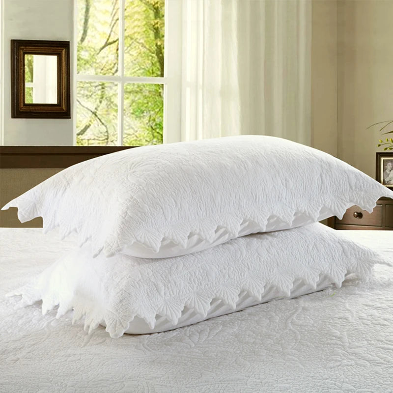 Couvre-lit 2 personnes coton matelassé blanc