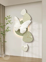Horloge murale papillon blanche avec lumière LED