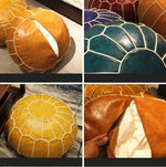 Pouf en cuir marocain de couleur brune
