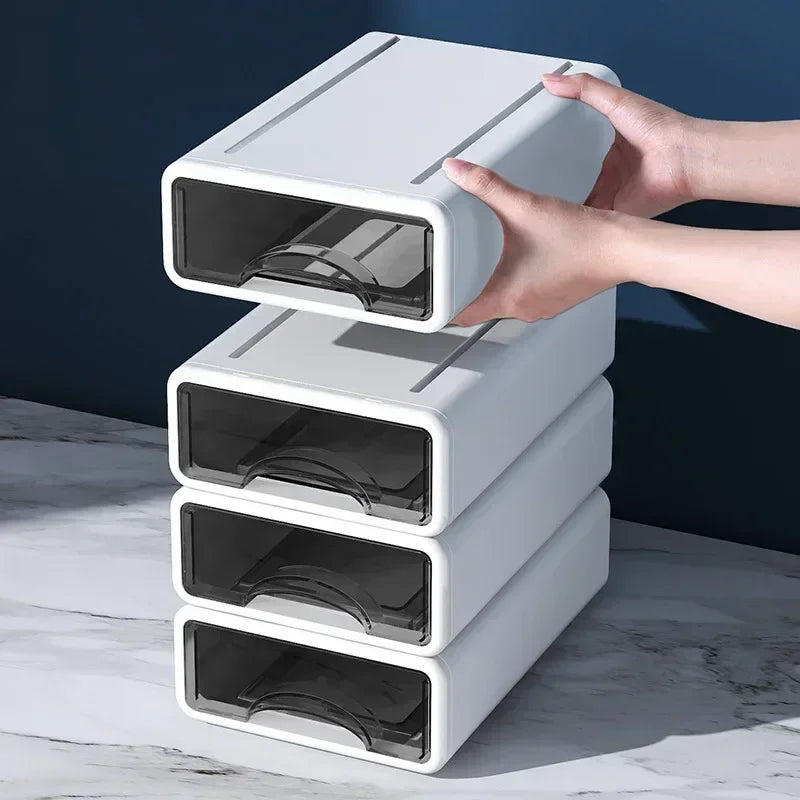 Boîte de rangement bureau empilable blanche