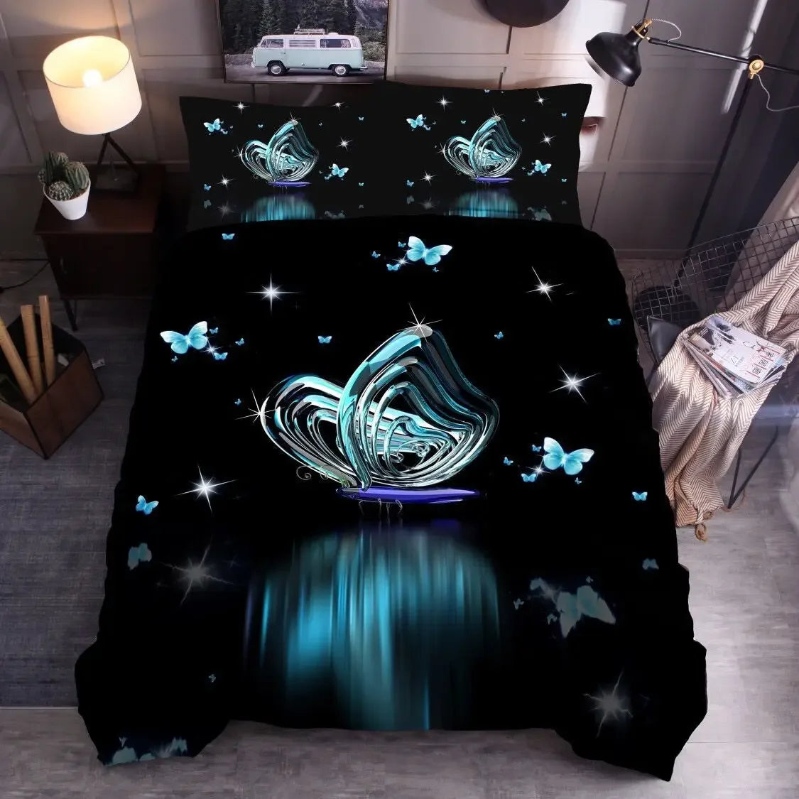 Housse de couette hivernale papillon jaune