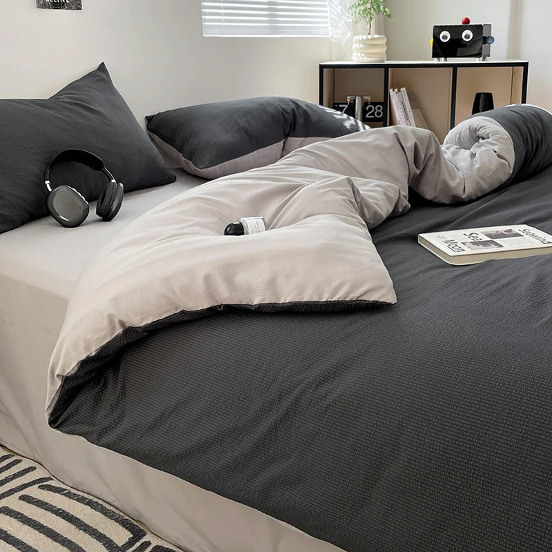 Set complet 3 pièces housse de couette avec deux taies d'oreiller