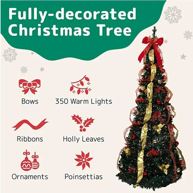 Base robuste du sapin de Noël avec décorations permanentes