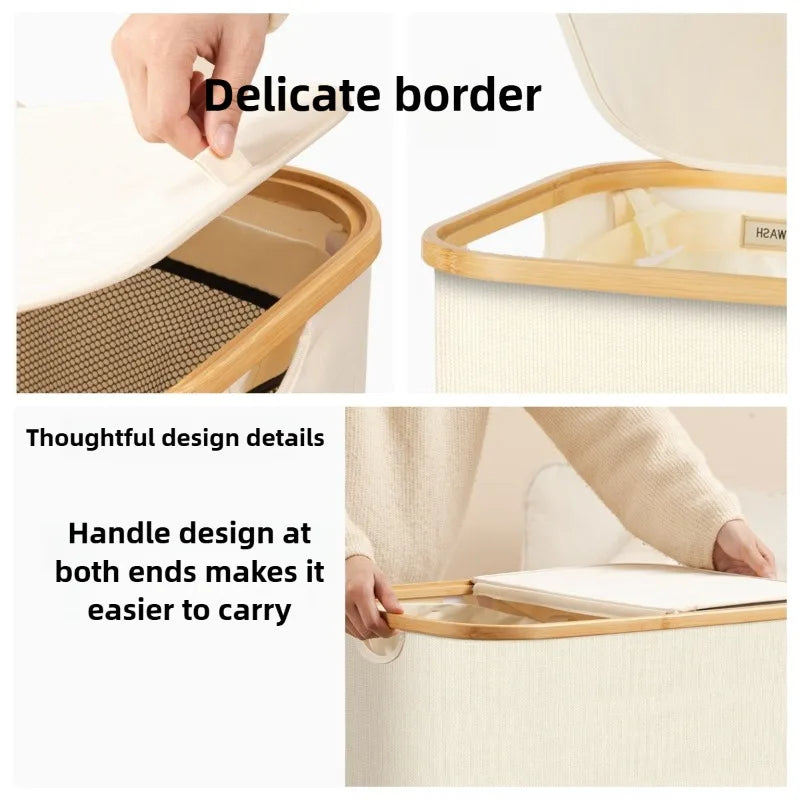 Panier à linge noir avec compartiment pour jouets