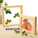 Cadre photo double face en bois et acrylique avec fleurs pressées
