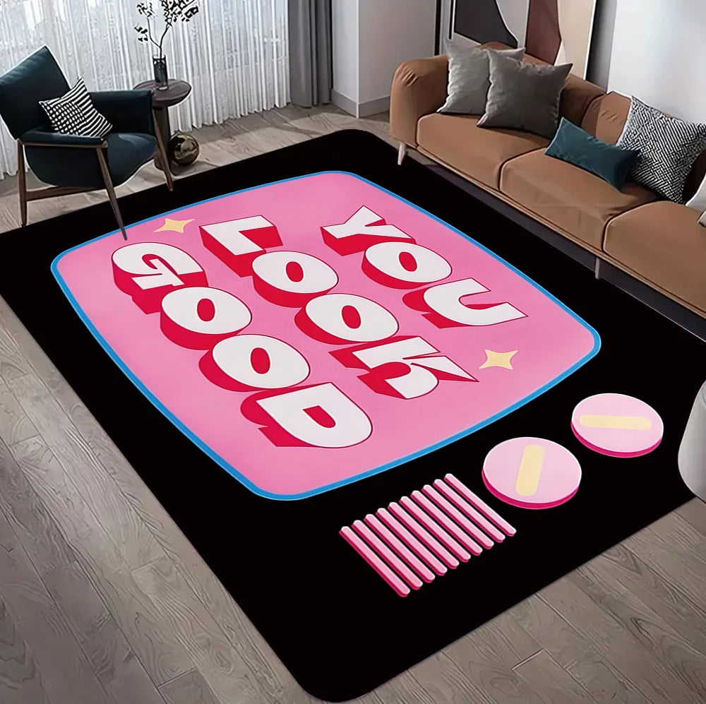Détail du tissu doux et du motif joyeux du tapis