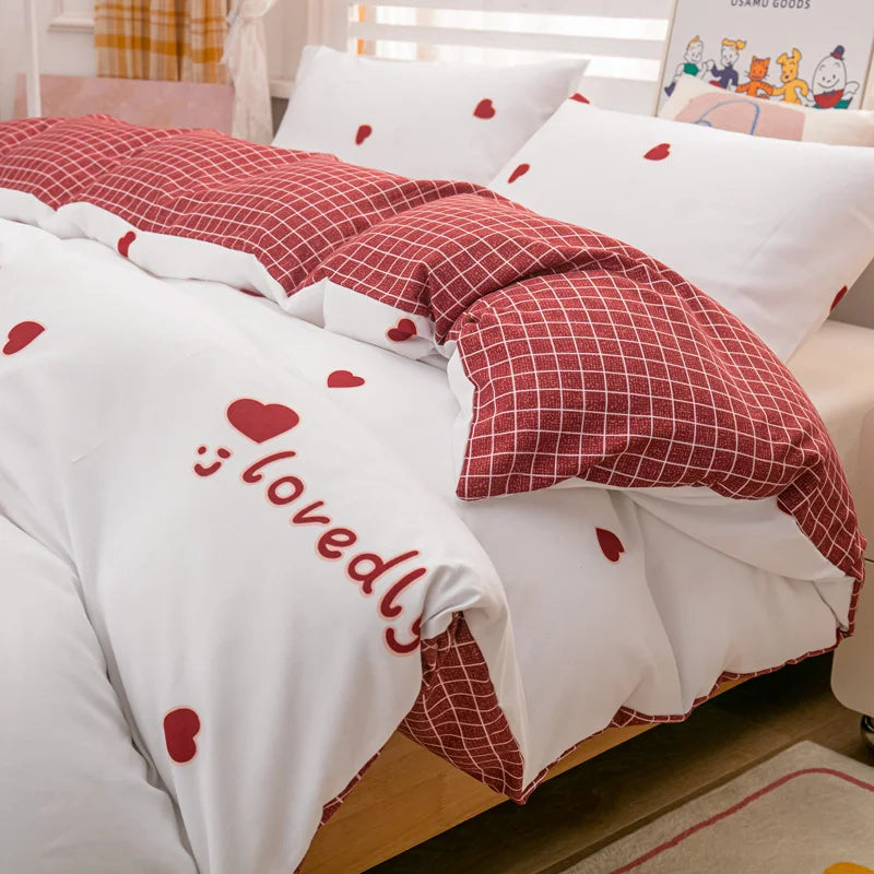 Housse de couette coeurs kawaii dans une chambre de fille