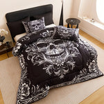 Détail du motif crâne victorien sur housse de couette