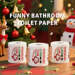 Papier toilette festif dans salle de bain décorée Noël