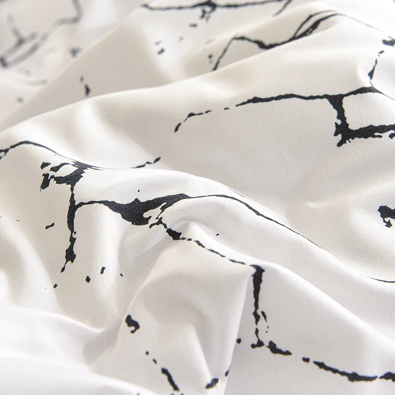 Housse de couette noire et blanche avec taie d'oreiller assortie