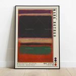 Affiche abstraite moderniste aux tons magenta, noir et orange, créée par l'artiste Mark Rothko en 1949.