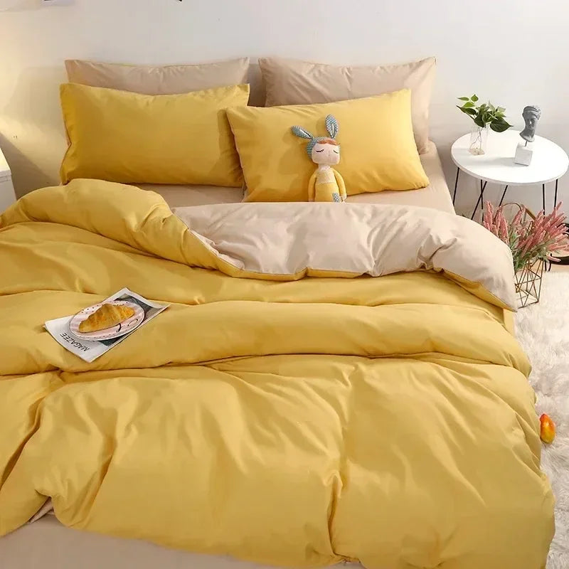Ensemble de couette jaune moutarde 4 pièces sur lit King Size