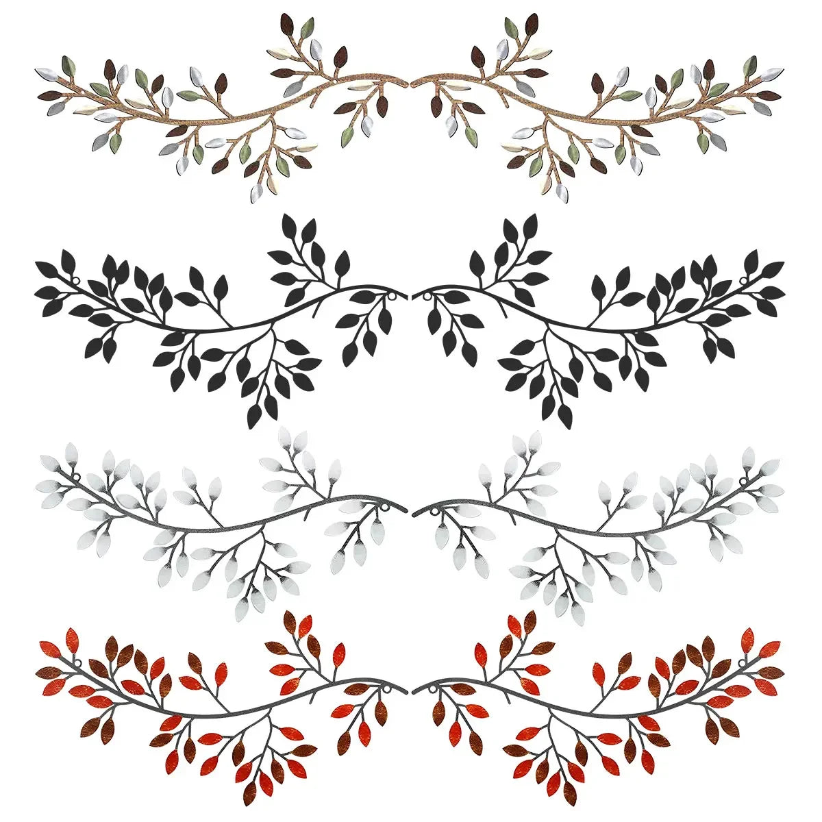 Décoration murale métal feuille arbre vue de côté