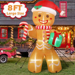 Bonhomme pain d'épice gonflable lumineux 2.4m jardin Noël