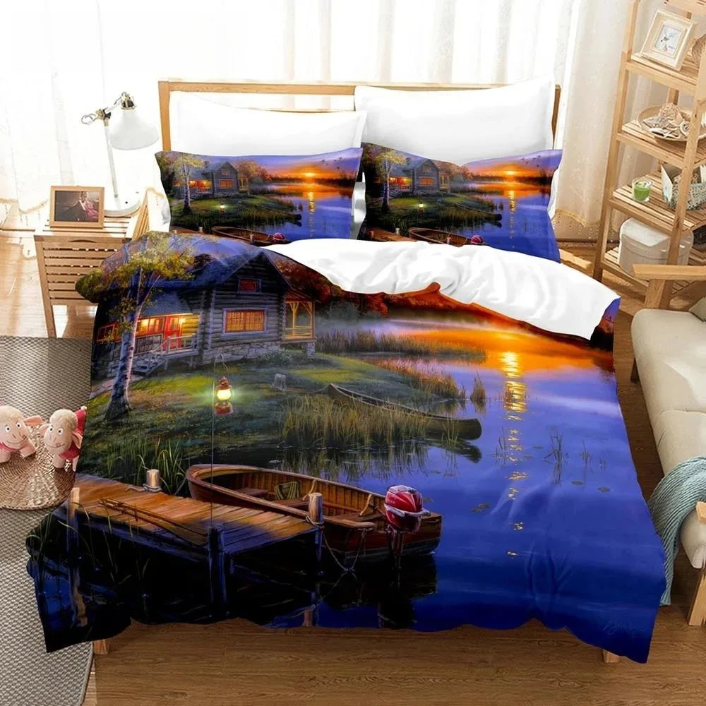 Literie oiseau doré et pois rouges pour chambre