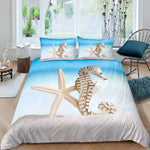 Ensemble housse de couette et taies d'oreiller motif océan