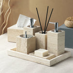 Ensemble accessoire salle de bain en marbre naturel beige Ombre Interieur