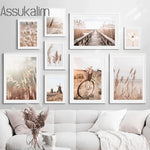 Tableau paysage beige sans cadre pour salon