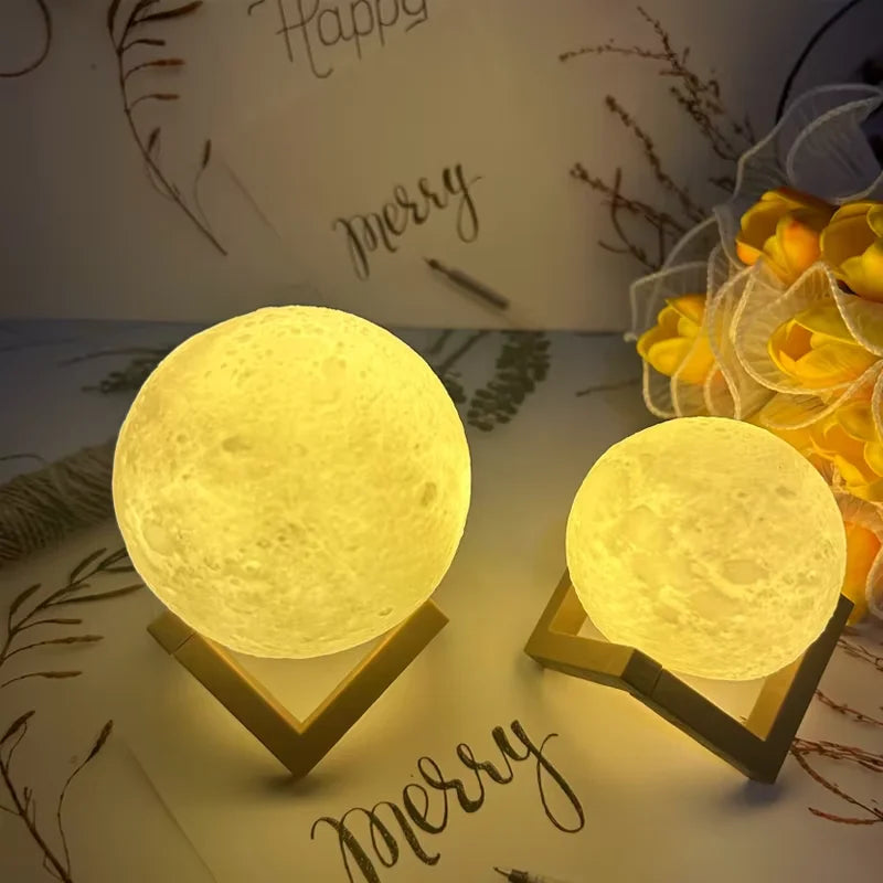 Lampe planète DIY posée sur une étagère