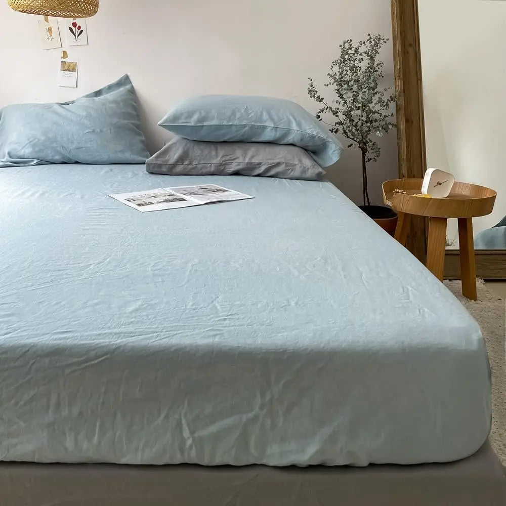 Drap-housse lin couleur terracotta