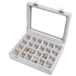 Boîte de rangement bijoux transparente avec couvercle rabattable
