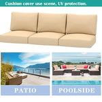 Housse de coussin de jardin imperméable beige sur chaise extérieure