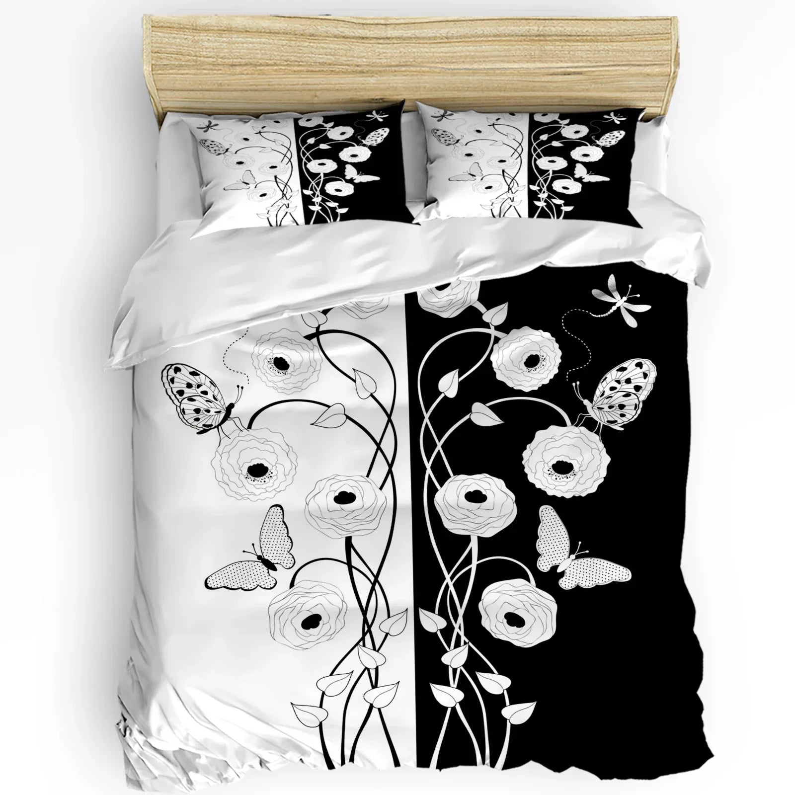Housse de couette à carreaux dans une chambre décorée avec style moderne