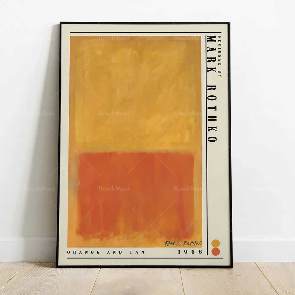 Une peinture abstraite aux couleurs chaudes d'orange et de tan, créée par l'artiste Mark Rothko en 1956.