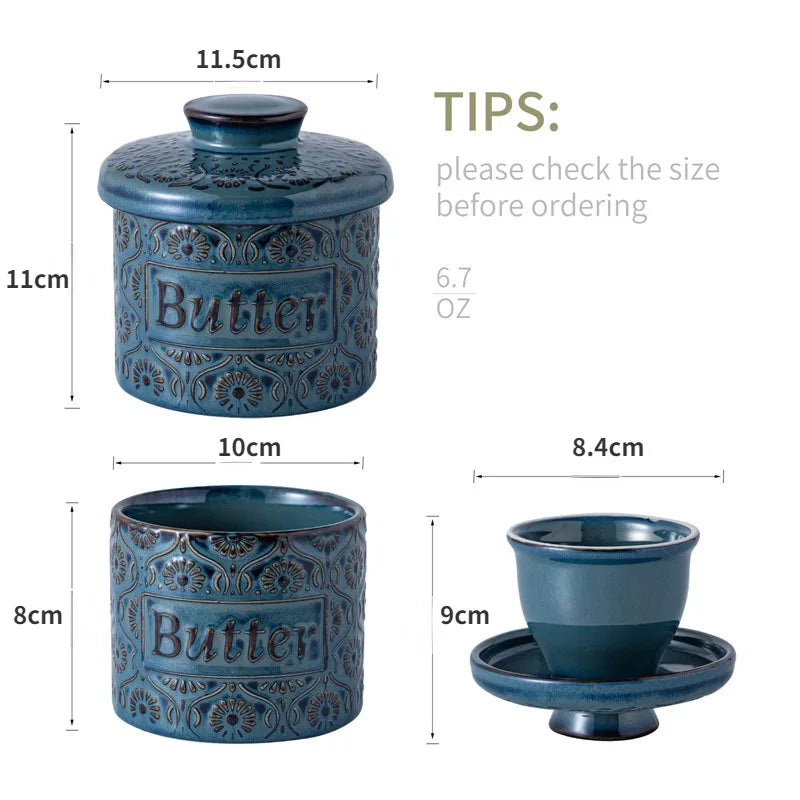 Beurrier à eau en céramique pour conservation beurre