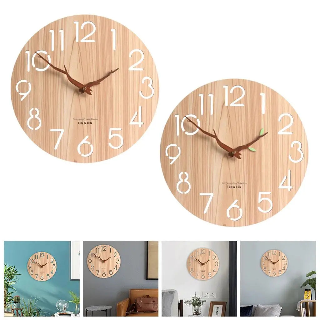 Horloge murale en bois avec mouvement silencieux