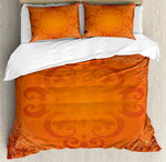Parure de lit orange motifs royaux vintage housse couette taies oreiller