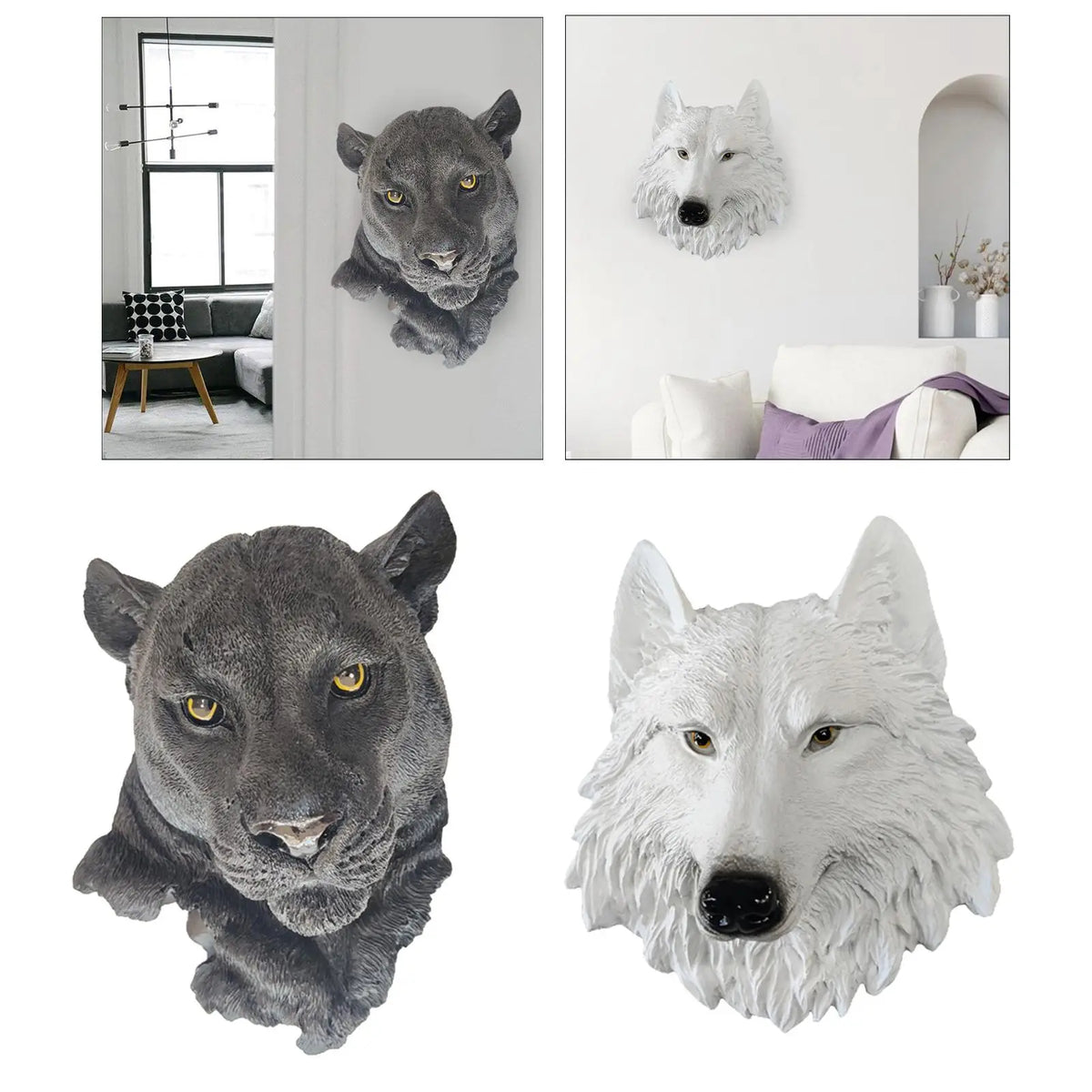 Décoration murale tête d'animal dans un salon moderne