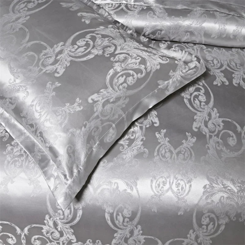 Housse de couette polyester douce blanc argenté
