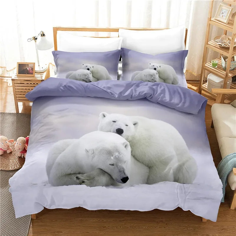 Housse de couette ours polaire 3D jaune
