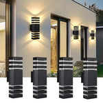 Applique murale extérieure moderne carrée chrome poli éclairage terrasse