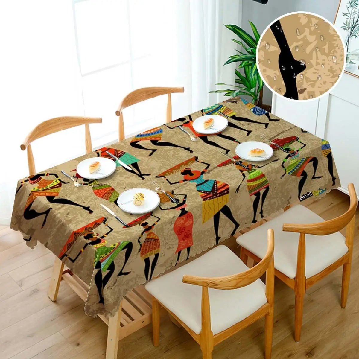 Nappe polyester motif géométrique pour décoration intérieure