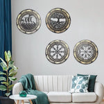 Ensemble de 4 décorations murales bois motifs runes