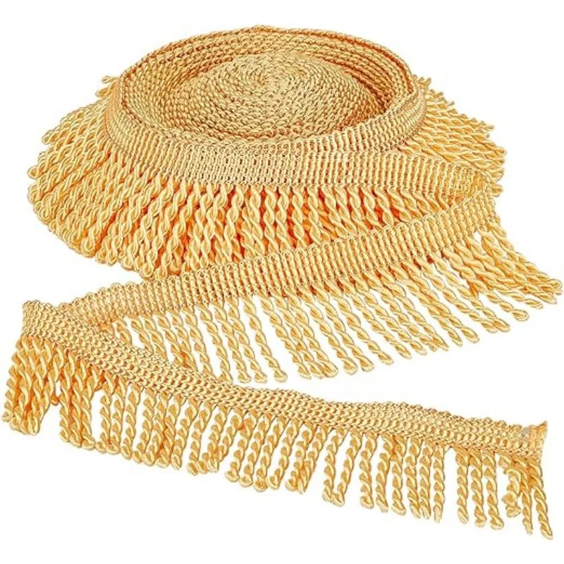 Garniture à franges dorées pour rideaux en polyester
