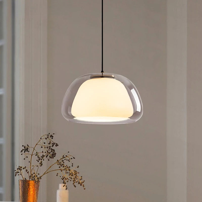 Lampe suspendue en verre danoise orange pour décoration de salon moderne