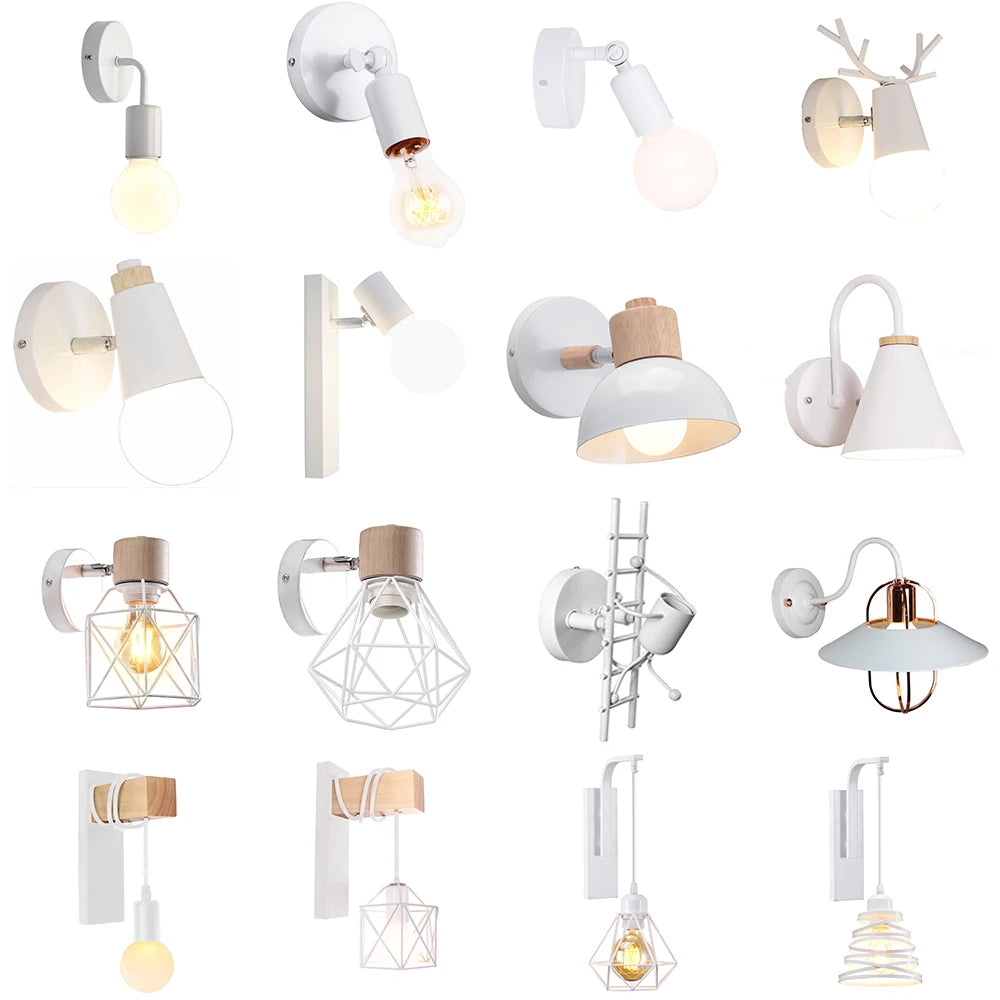 Applique murale LED bois blanc style nordique chambre