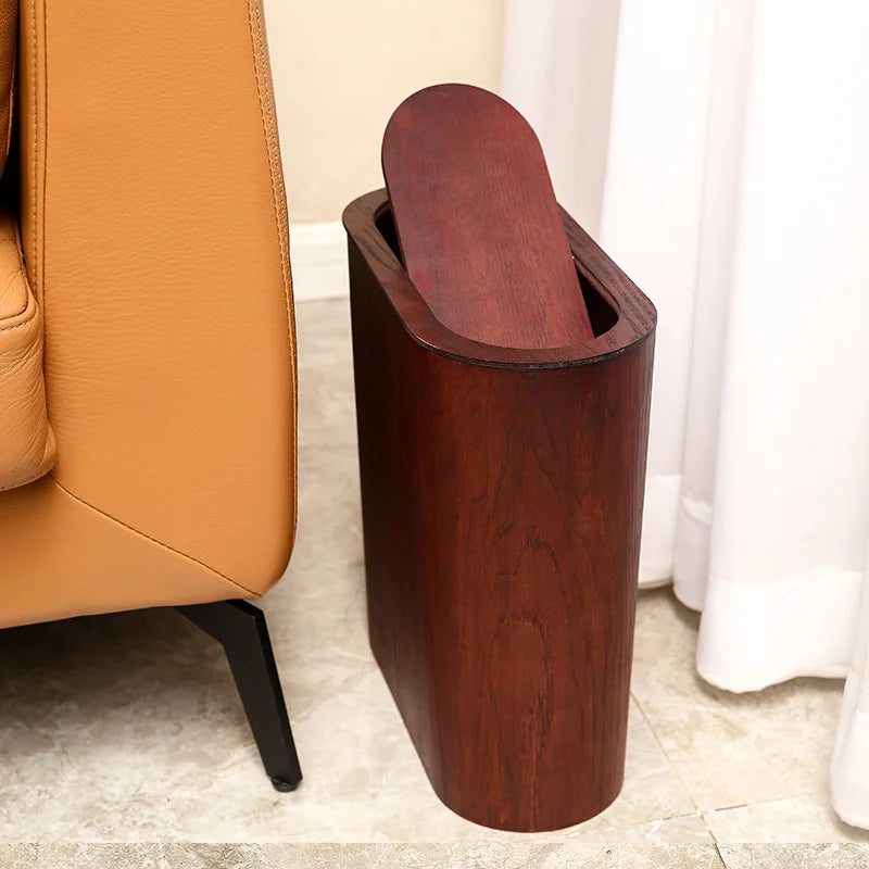 Poubelle de salle de bain en bois couleur bleu marine