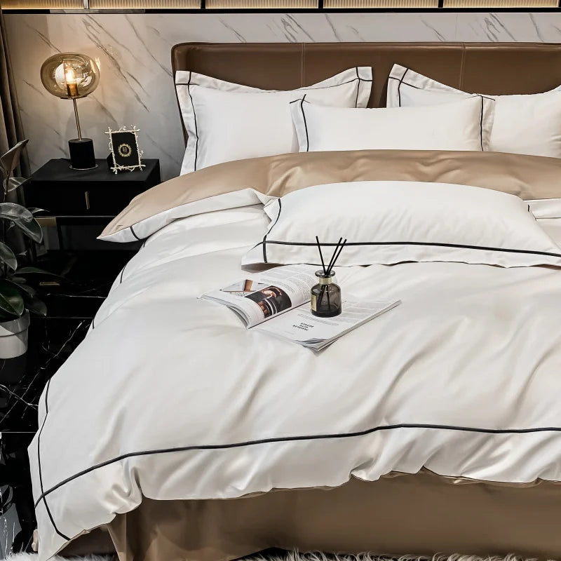 Taie d'oreiller brodee assortie parure lit 1 place