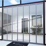 Rideau de porte PVC transparent gris pour garage avec fermeture magnétique