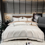 Parure de lit coton egyptien 800TC brodee 1 place blanc