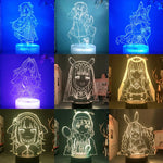 Lampe de chevet LED 3D anime Hololive Ouro Kronii Ninomae Inanis en blanc