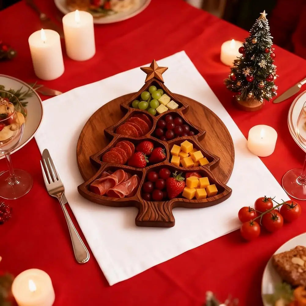 Planche apéritif Noël compartimentée vue de dessus
