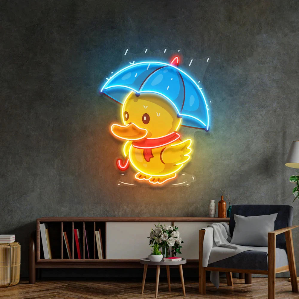 Néon canard Pop Art lumineux mural vue de face